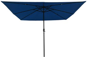 Parasol Quadrado para Jardim vidaXL com Luzes LED 295x245 cm Azul Céu