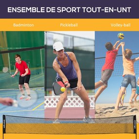Conjunto de Badminton, Pickleball e Voleibol 3 em 1, 510 x 103 x 155 cm, Altura Ajustável, Preto