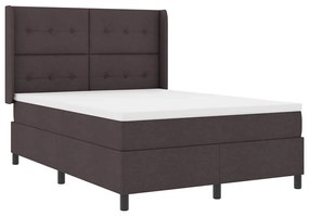 Cama Box com Colchão e LED Castanho Escuro 160 x 200 cm Tecido