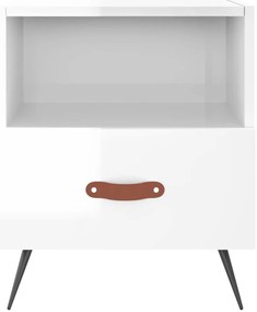 Mesas de cabeceira 2pcs derivados de madeira branco brilhante