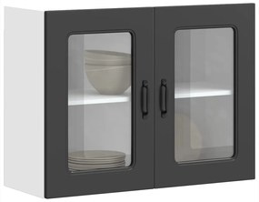 Armário de parede de cozinha porta vidro Kalmar preto