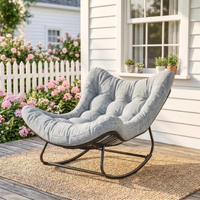 Cadeira de baloiço de jardim em forma de ovo com almofada acolchoada 98 x 111 x 74 cm cinzenta