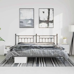 Estrutura de cama com cabeceira 193x203 cm metal preto