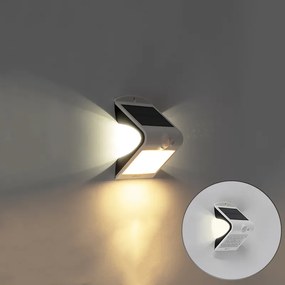 Candeeiro de parede exterior branco 14,5 cm com dimmer e sensor solar - Daya Moderno