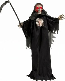 HOMCOM 170 cm Decoração de Ceifador Animada para Halloween com Ativação por Som e Toque, Olhos e Peito Iluminados | Aosom Portugal
