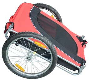 Atrelado para Bicicleta com Refletores e Bandeira para Animal de estimação tipo Cão - Vermelho e preto - 130x90x110 cm