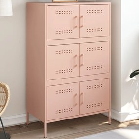 vidaXL Aparador alto 68x39x113 cm aço rosa