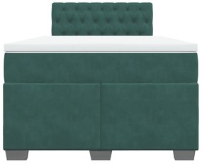 Cama boxspring com colchão 120x200 cm veludo verde-escuro