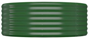 Canteiro elevado jardim 249x100x36 cm aço revestido a pó verde