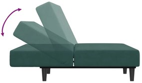 Sofá-cama 2 lugares c/ apoio de pés veludo verde-escuro