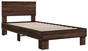 Estrutura de cama derivados de madeira/metal carvalho castanho