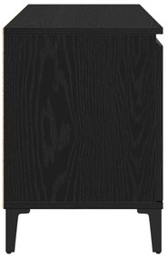 Armário de TV vidaXL Preto Carvalho 102x35x50 cm de Madeira de Engenha
