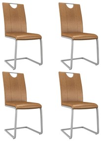 vidaXL Cadeiras de jantar 4 pcs couro artificial castanho