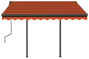 Toldo retrátil manual com LED 3,5x2,5 m laranja e castanho