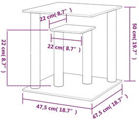 Postes arranhadores para gatos com plataformas 50 cm cor creme