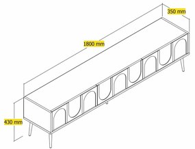 Móvel de TV "Lyon" – Branco e Dourado – 180x43x35 cm – Design Moderno