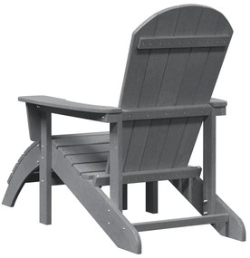 Cadeira Adirondack com Descanso para os Pés Cinza Claro HDPE