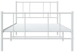 Estrutura de cama com cabeceira e pés 100x200 cm metal branco