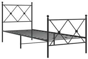 Estrutura de cama com cabeceira e pés 80x200 cm metal preto