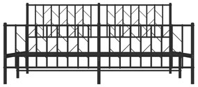 Estrutura de cama com cabeceira e pés 183x213 cm metal preto
