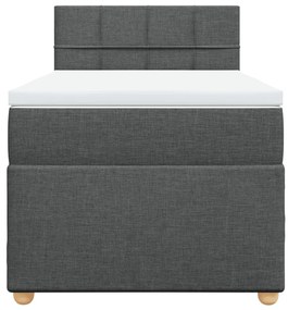 Cama com molas/colchão 90x190 cm tecido cinza-escuro