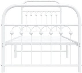 Estrutura de cama com cabeceira e pés 75x190 cm metal branco