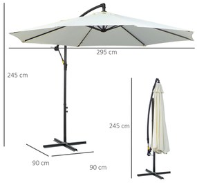 Outsunny Chapéu de Sol de Jardim Ø295x245 cm Chapéu de Sol Excêntrico