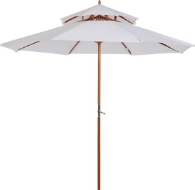 Outsunny Guarda-sol reto Guarda-sol de jardim redondo em Madeira 2 Cobertura Poliéster 180 g/m² dia. 2,7 x 2,6H m branco | Aosom Portugal