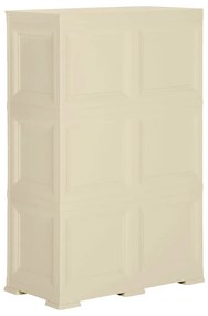 Armário de plástico 79x43x125 cm design de madeira branco nata