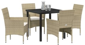 Conjunto de jantar para jardim com 5 peças em polyrattan bege.
