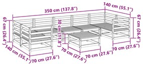 8 pcs conjunto sofás de jardim madeira de pinho castanho mel