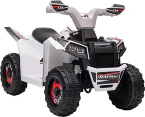 HOMCOM Quadriciclo Elétrico para Crianças Veículo Elétrico a Bateria de 6V com Velocidade de 2,5 km/h 70x41,5x48,5 cm Branco | Aosom Portugal