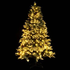 Árvore de Natal com pinhas pré-iluminada 225 cm PVC e PE verde