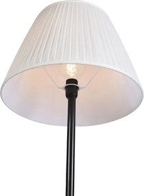 Candeeiro de pé moderno preto com aba-jour branco plissado 45 cm - Simplo