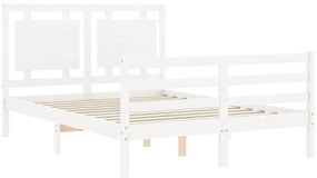 Estrutura de cama com cabeceira 120x200cm madeira maciça branco