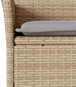 7 pcs conjunto jantar jardim com almofadões vime PE/vidro bege