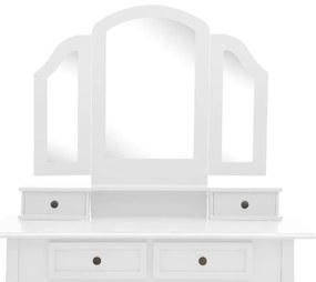 Conj. toucador c/ banco 100x40x146cm madeira paulownia branco