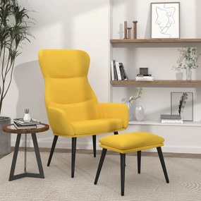 vidaXL Cadeira de descanso com banco tecido amarelo mostarda