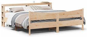 vidaXL Estrutura de cama com cabeceira 200x200 cm pinho maciço