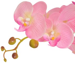 Planta orquídea artificial com vaso 65 cm rosa