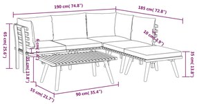 6 pcs conjunto lounge de jardim com almofadões acácia maciça