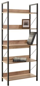 Estante "Rovere" - Nogueira e Preto - 73x172x35cm - Design Moderno