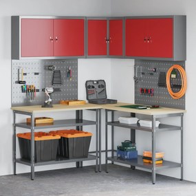 Conjunto de Mesa para Armazenar Ferramentas de 10 Peças vidaXL Vermelh