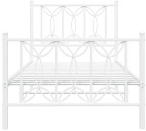 Estrutura de cama com cabeceira e pés 90x200 cm metal branco