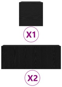 Conjunto de 4 Peças de Armário de TV vidaXL Carvalho Preto Madeira Eng