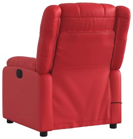 Poltrona de massagens reclinável couro artificial vermelho