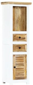 vidaXL Armário alto mangueira maciça 40x30x128 cm branco e castanho