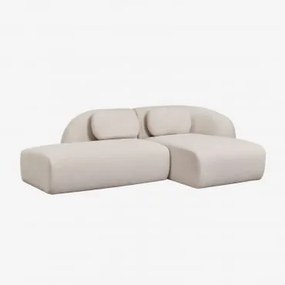 Sofá Modular Chaise Longue Direito De 2 Peças Com Divã Esquerdo Em Chenille Coquette Chenille Bege Creme - Sklum