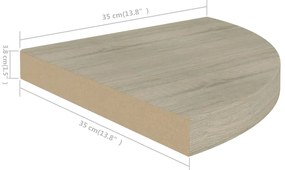 Prateleira de canto suspensa 35x35x3,8cm MDF cor carvalho