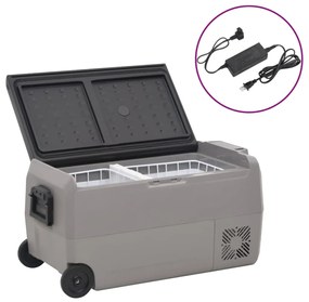 Mala térmica c/ rodas e adaptador 50 L PP e PE preto/cinzento
